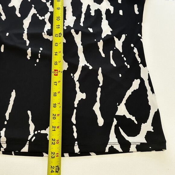 Calvin Klein Women's Tops S Black White Animal Print Zebra Wrap Gold 3/4 Sleeve - Picture 5 of 9